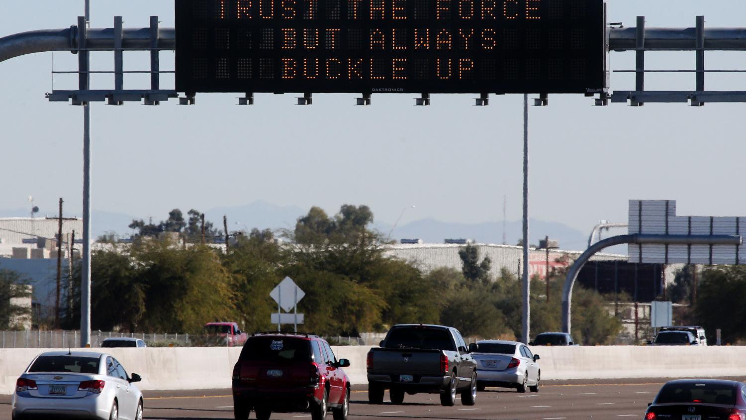 Online voting under way for messages on overhead freeway signs